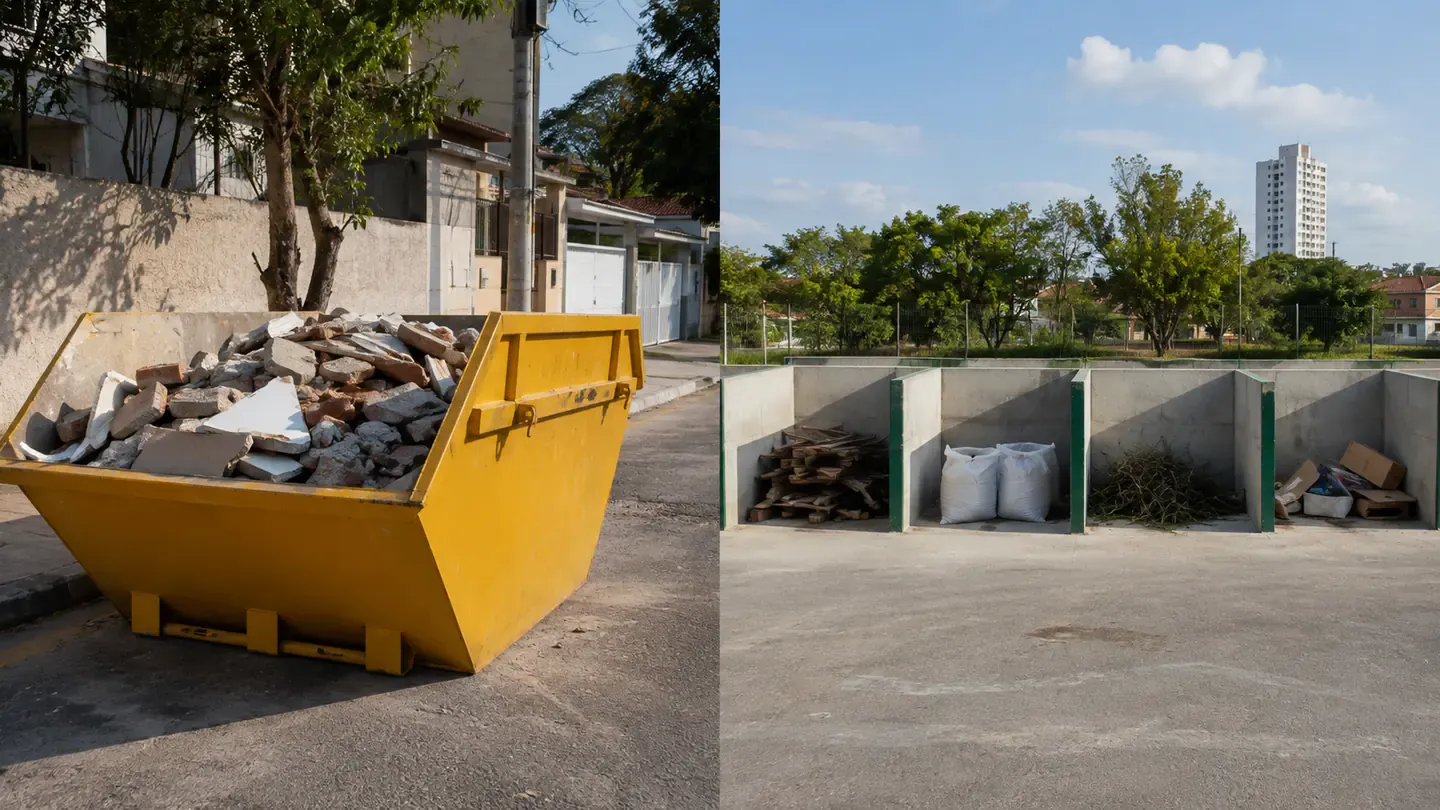 Comparação entre caçamba de entulho e ecoponto para pequenos volumes em Jundiaí
